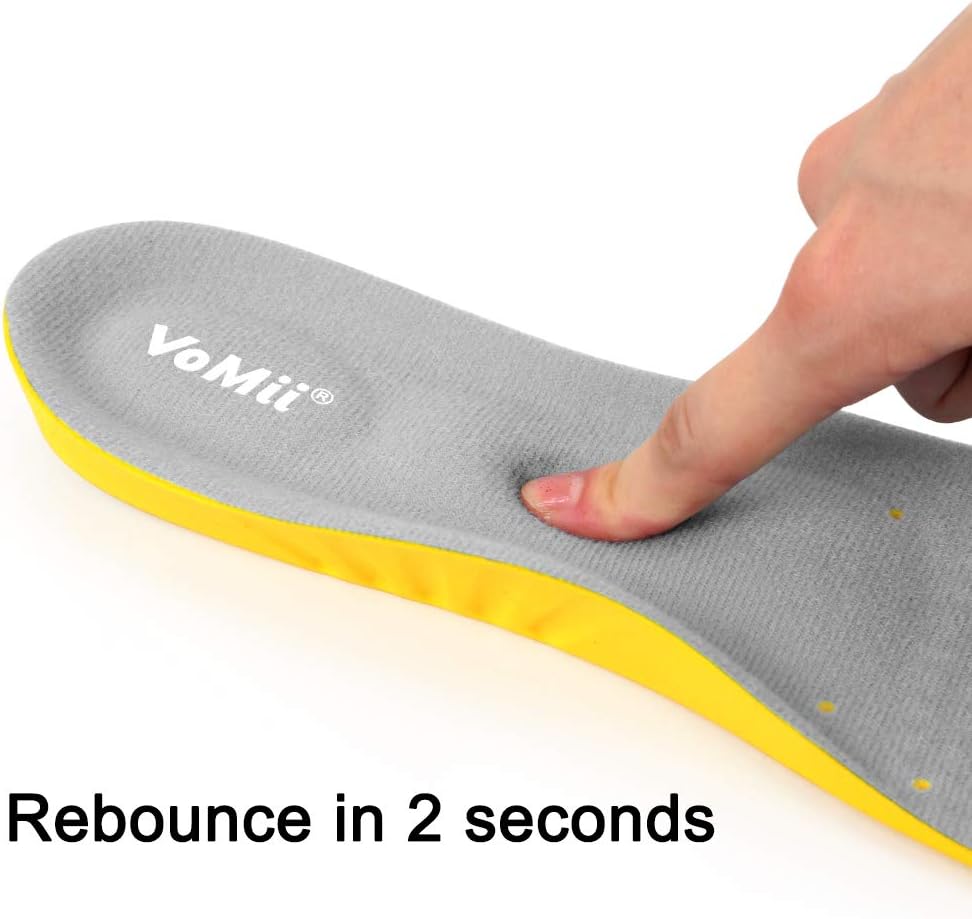 VoMii PU Memory Foam Insoles Plantar Fasciitis Arch Support Insoles for Women Men and Kids, Comfortable Breathable Sports Shoe Inserts, Shock Absorption and Relieve Foot Pain, M(Men 6-9/ Women 7-11): Health & Personal Care