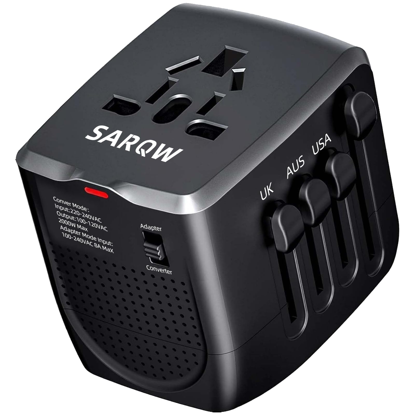 Photo 1 of SARQW Travel Converter Adapter Voltage Converter That Steps Down 220 Volts to 110 Volts for use in Over 200 Countries,Including The U.S., U.K., Europe, and Australia