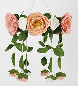 Sorrel + Fern Flower Crib Mobile Rose Nursery Decorations - Baby Shower Gift for Girls