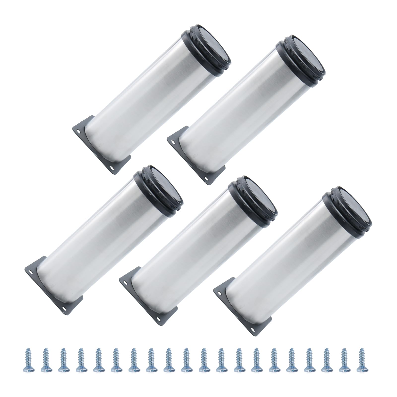 METALLIXITY Furniture Legs (6 Inch Height) 5Pcs, Stainless Steel Furniture Cabinet Metal Legs with Screws - for Home DIY Projects, Sofa Legs, Chair Legs