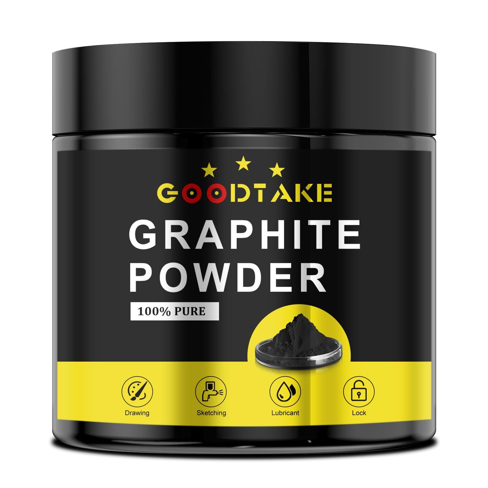GOODTAKE Graphite Powder 1000 Mesh (Ultra Fine) – 1LB – High Purity Lubricant for Locks, 3D Printing, DIY Crafts – Conductive & Heat Resistant – Non-Toxic Dry Lubricant (1 Pound)