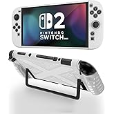 NINKI Silicone Cover for Nintendo Switch 2 2025 Case with Stand,Hard Slim Lightweight Anti-Scratch Full Protective Dockable Switch 2 Controller Case for Nintendo Switch 2 Cover 2025 Accessories,White