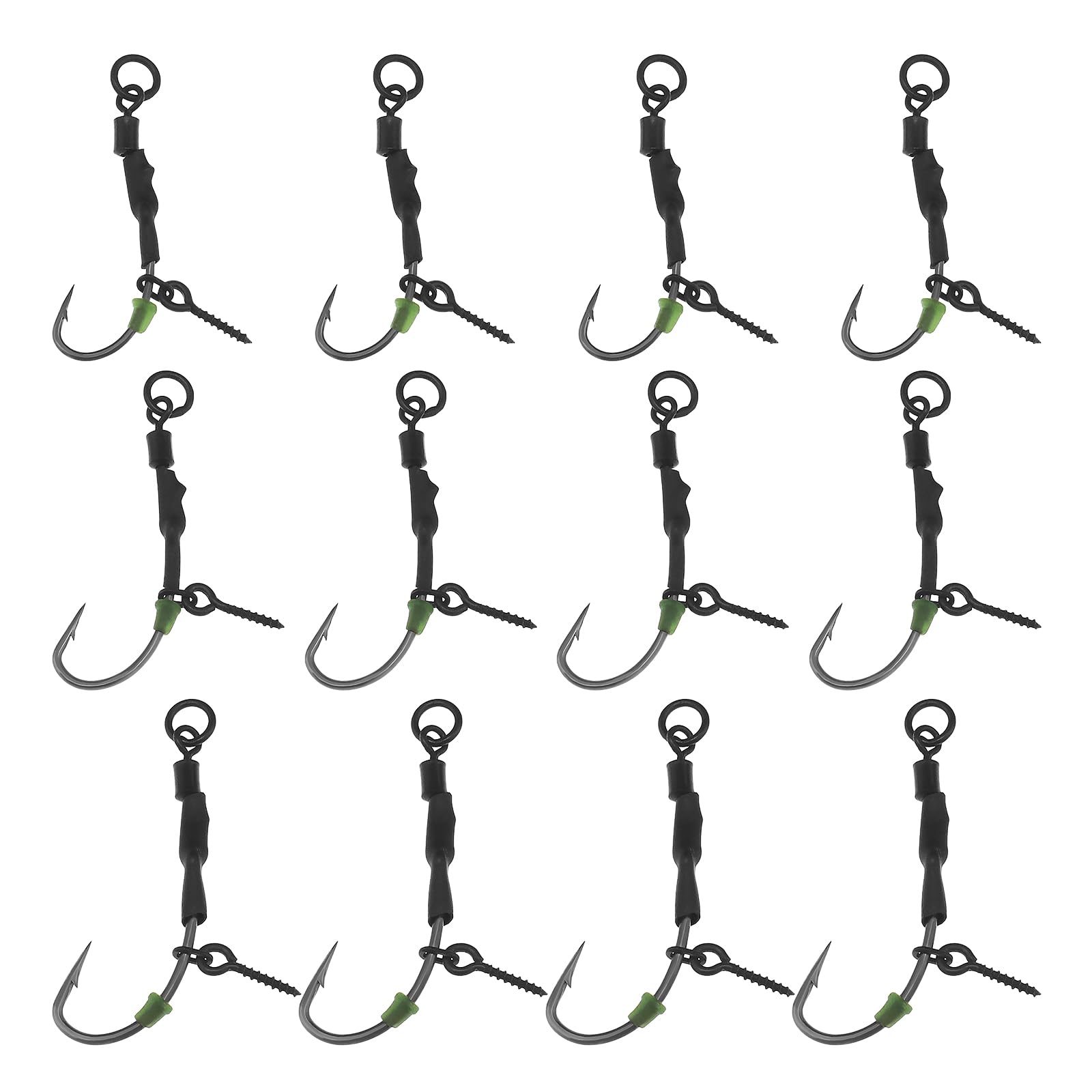 ECSiNG 12pcs Screw Swivel Style Fishhook Anti Bottom Fishing Hook Carp Fishing Hook Ronnie Fishing Hook Carbon Steel Carp Fishhook Barb Carp Fishhook
