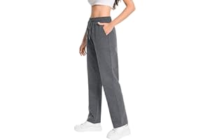 Auriviz Widen Waistband Sweat Pants for Women Exposed Pockets Lounge Sweatpants Straight Leg Pants 29’’ Inseam