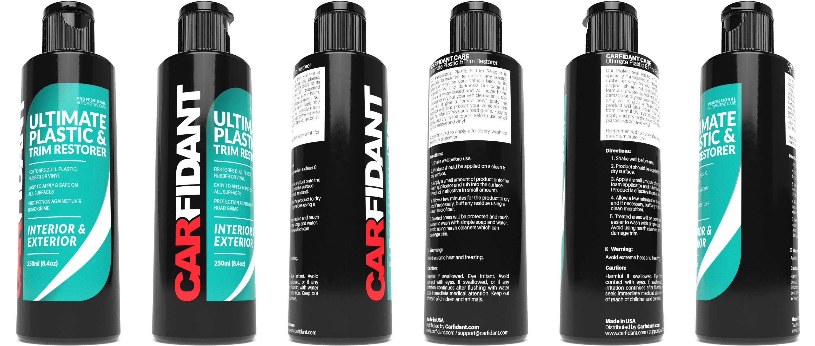 Amazon Carfidant Trim プラスチック修復器 色あせや鈍いプラスチック ゴム ビニールを黒に戻します 紫外線や汚れから保護するシーリング材は簡単に適用できます 車 バイク 車 バイク