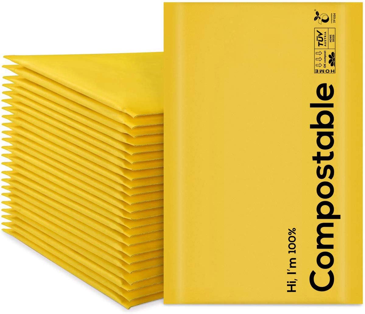 Biodegradable Bubble Mailers, 25 Count 