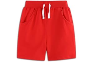 YANGLYN Toddler Boys Shorts, Casual Pull On Cotton Shorts with Side Pockets for Kids Athletic Drawstring Shorts