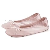 BCTEX COLL Women's Ballerina House Slippers with Bow, Ladies Satin Bedroom Slipper with Suede Sole Indoor