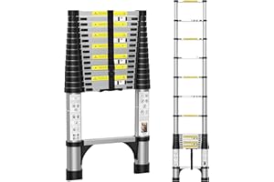 BOWEITI 15.5FT Telescoping Ladder, Aluminum Collapsible Ladders w/Non-Slip Feet, for RV, Household, Outdoor, 330lbs Capacity (4.7m)