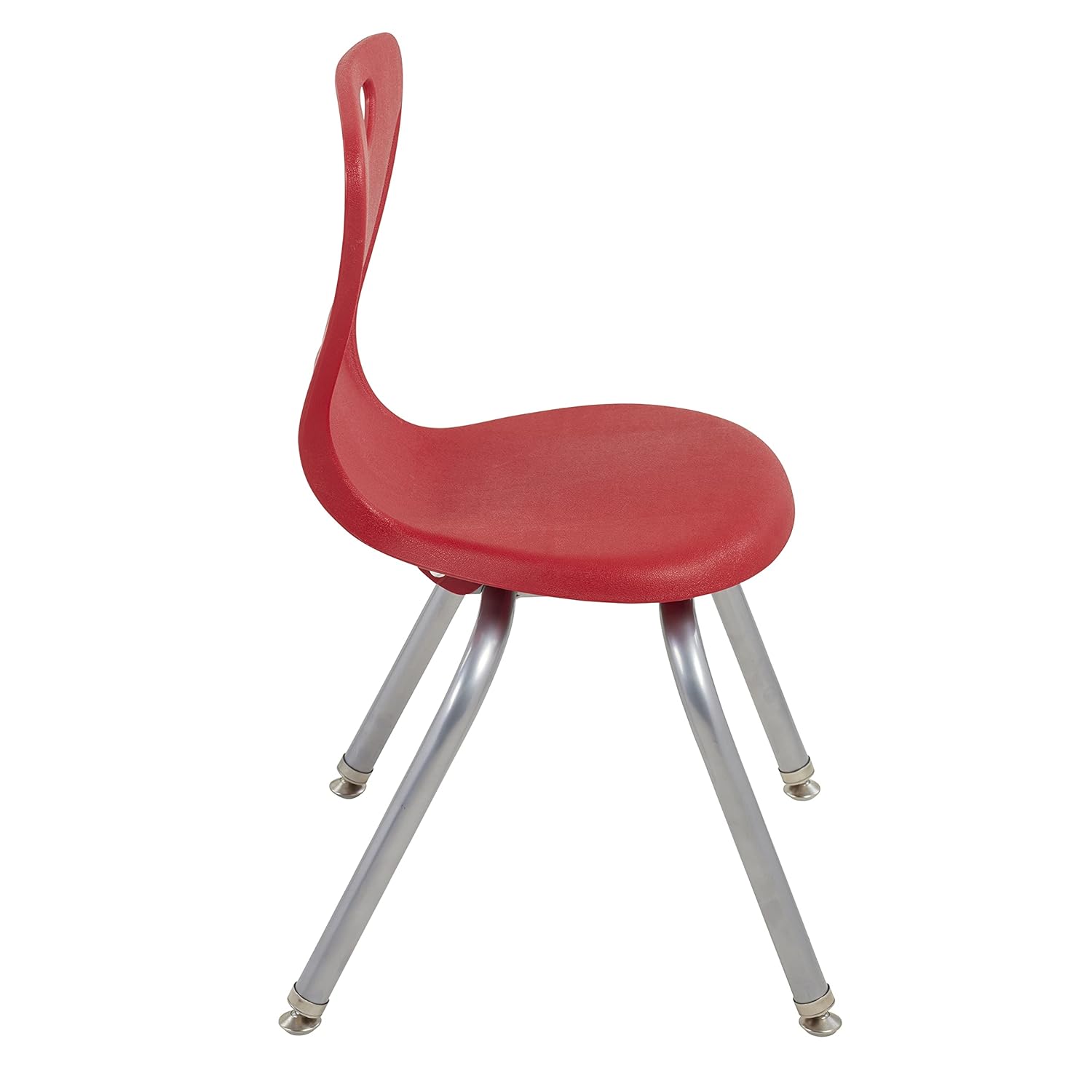 FDP 14" Contour School Stacking Student Chair, Ergonomic Molded Seat Shell with Powder Coated Silver Frame and Swivel Leg Glides; for in-Home Learning or Classroom - Red (4-Pack): Industrial & Scientific