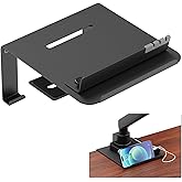 STANDOPIA Monitor Arm Reinforcement Plate - with Phone Holder and Hook, for Thin, Glass and Other Fragile Tabletop, Compatible with Most Monitor Stand C-Clamp Installations, Anti-Slip, Black