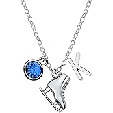 Personalized Figure Skating Necklace with Engraved Pendant, Ice Skating Charm Jewelry Gift for Girls, Teens, Women, and Figure Skaters
