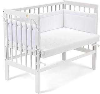 FabiMax 2567 Beistellbett BASIC weiß, inkl. Matratze COMFORT und Nestchen Amelie weiß