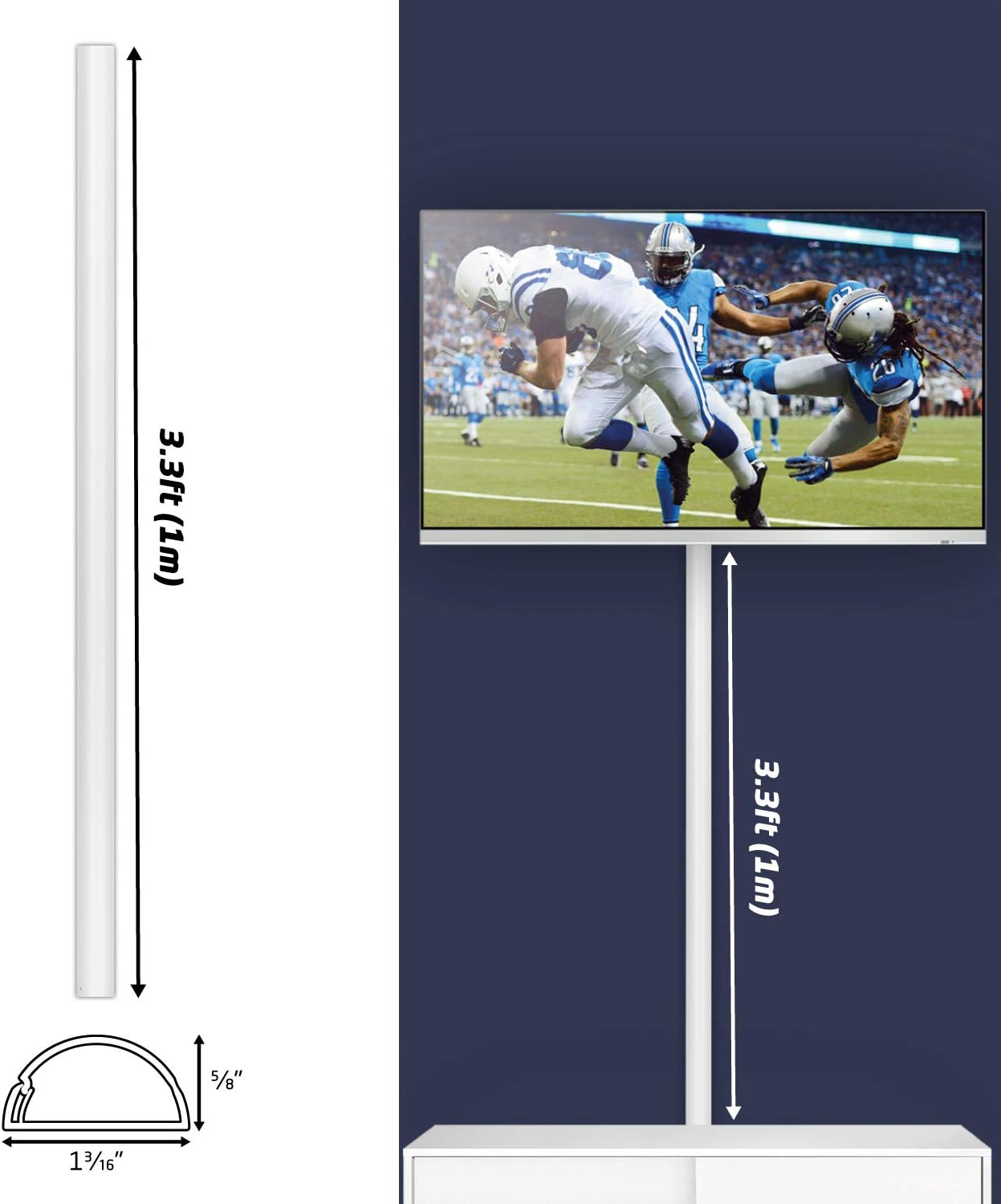 D-Line Cable Raceway On-Wall Cord Cover White | 39 Inch Medium Paintable Channel to Hide and Conceal Cords, Cables, or Wires | Cable Management | 1.18" (W) x 0.59" (H): Electronics