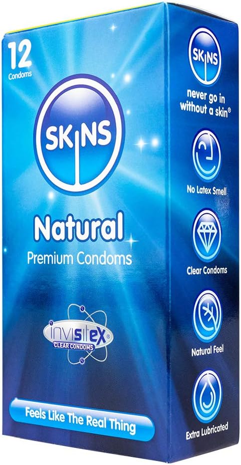 Skins Natural Condoms - Natural Latex Condoms Without The Smell, Extra Lubricated to Feel Like The Real Thing - Box of 12 - Image 3