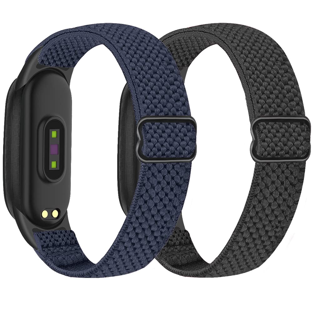 SHIJZWD Adjustable Elastic Watch Straps Compatible with Xiaomi Mi Band 7/Mi Band 6/Mi Band 5 Strap, Stretchy Nylon Sports Band Replacement Wristband for Xiaomi Mi Band 7/6/5 Men Women, 2 Pack — image 1