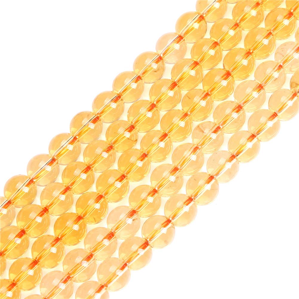 GEM-Inside 8mm Yellow Citrine Round Gemstone Semi Precious Loose Beads for Jewellery Making 15'' โ image 1