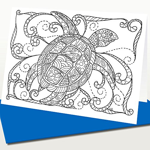 Under the Sea Coloring Greeting Cards for Adults | Birthdays or Thank You Cards | 12 Unique A6 Designs | Blue Envelopes Included