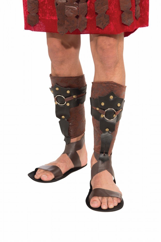 shoperama Brown Leg Warmers with Leather Look for Gladiator Roman legionnaires Costume Larp