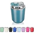 Puraville Insulated Tumblers with Lid, 10 oz Travel Coffee Mug Stainless Steel Vacuum Cup, Leak Proof Reusable Double Walled Coffee Tumbler for Iced and Hot Drinks, Peacock Blue