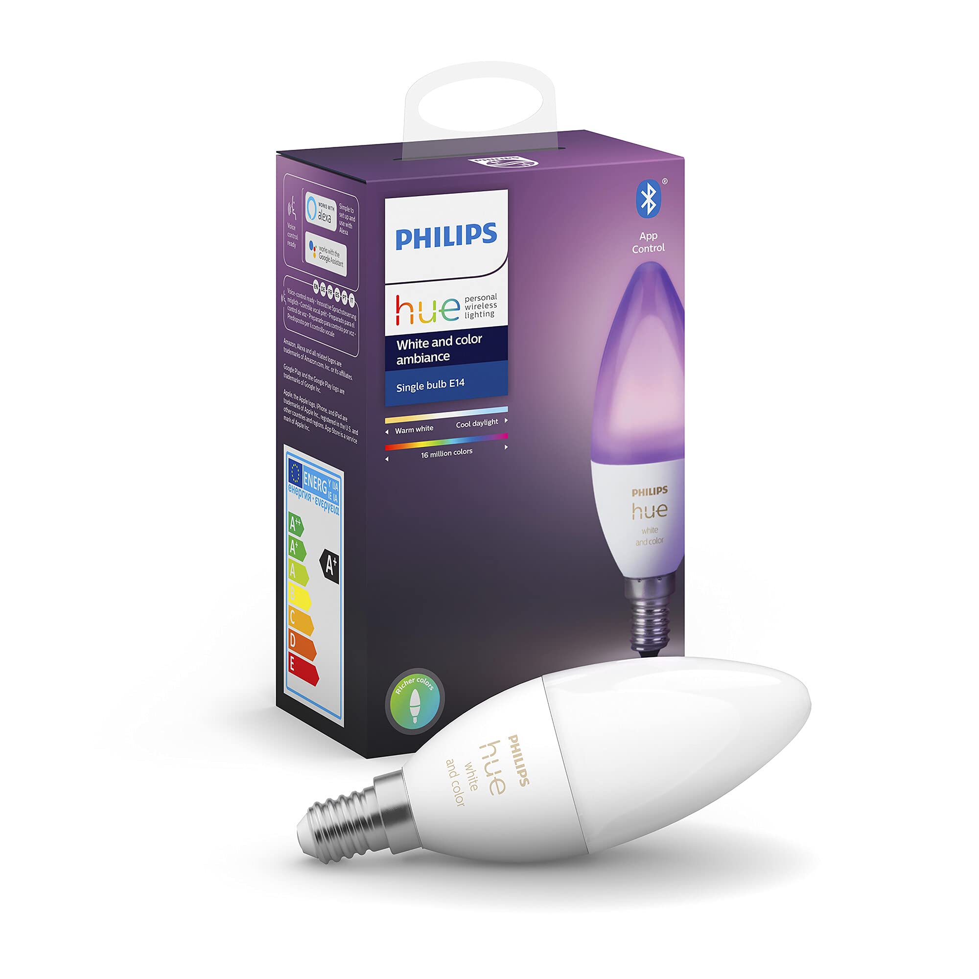 Philips Hue White and Color Ambiance - LED Light Bulb - E14 - 5.3 W (Equivalent 40 W) - Class A+ - 16 Million Colours - 2000-6500 K