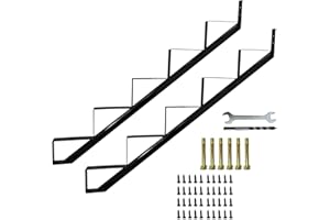 YEEZOO 2 Packs Metal Stair Step Stringers, 5 Step Steel Riser Stringer for 42.4inch Height Deck(Polished Black)
