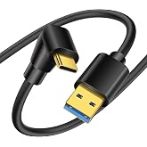 YACSEJAO 90 Degree USB Type C Cable,USB 3.0 A to USB C Cord (0.5M/1.6FT) | Up &amp; Down Angle, Fast Charge Cord, Compatible with Notebook, PC, Tablet, Phone and More