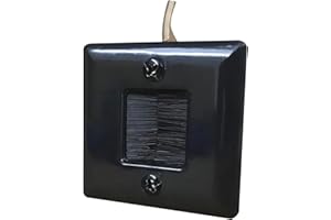 DATA COMM Hole Saw Brush Wall Plate Cable Pass Through, 2x2 Inch In-Wall Cord Management, Low Profile Recessed, Hiding Low Voltage TV Wires, Speaker & HDMI Cables, 2.01" L x 1.58" W x 2.01" H, Black
