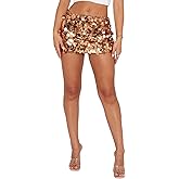 Women's Sexy Shiny Sequin Mini Skirt - Glitter Low Waist Pencil Bodycon Short Skirt for Dance, Club Party & Night Out