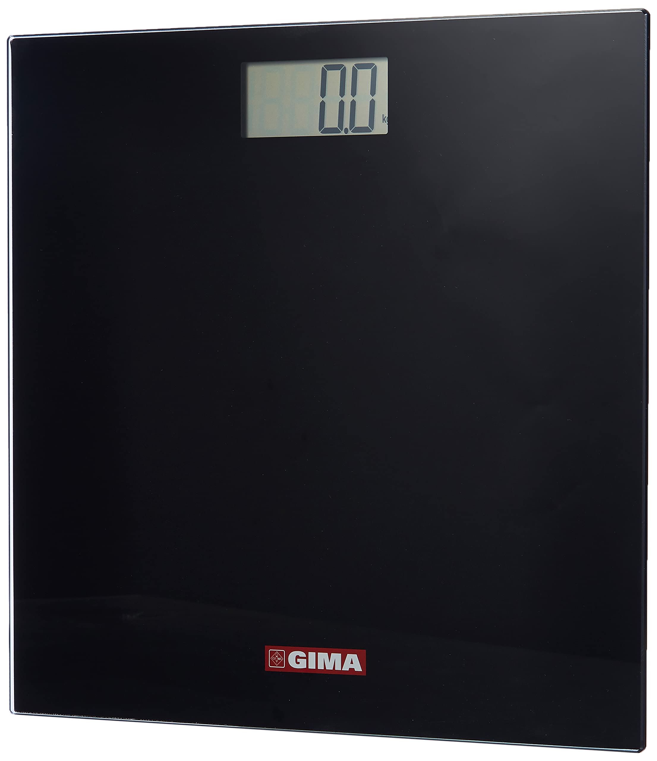 Gima - Electronic Scale, Bathroom Scales, with 6 mm Tempered Glass Platform, Black Color.