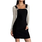 Milumia Women's Corduroy Overall Dress Adjustable Straps Pinafore Short Dresses