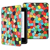 MoKo Case for Kindle Paperwhite, Premium Thinnest and Lightest PU Leather Cover with Auto Wake / Sleep for Amazon All-New Kindle Paperwhite (Fits 2012, 2013, 2015 and 2016 Versions), Stained Glass