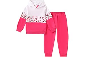 Yoxindax Toddler Kid Girls Clothes Colorblock Hoodie Leopard Print Sweatsuits Top 2PC Fall Outfit Set