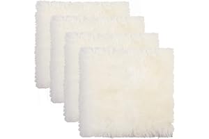 NATURAL DESIGN ARCHITECTURE LIFESTYLE N Set of 4, Natural Sheepskin Chairpad with Non-Slip Backing | 100% Real New Zealand Wool Sheepskin for Car Seat, Accent Chair, or Vanity Chair, Natural