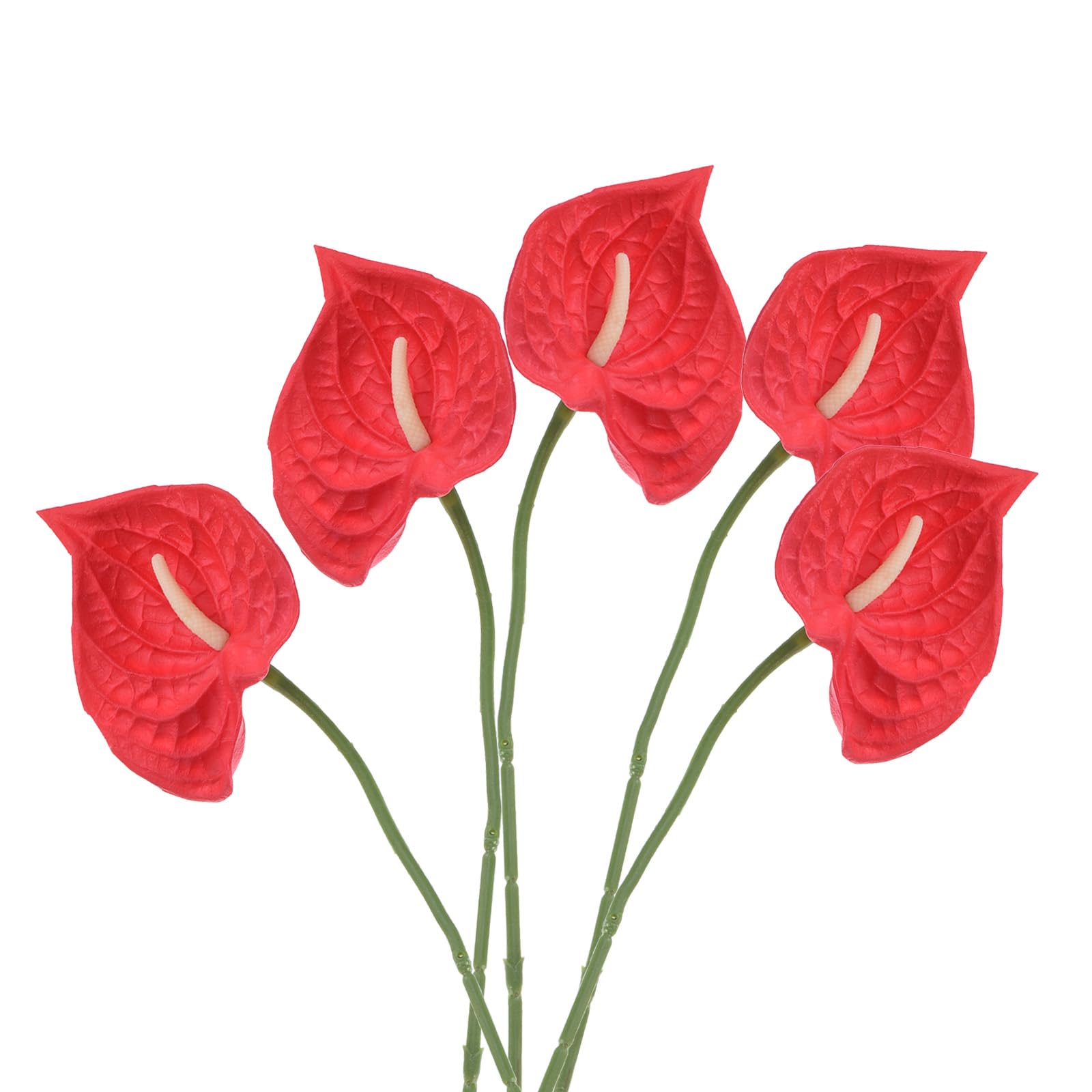 PATIKIL 13" Artificial Anthurium Lily Flowers, 5 Pack Permanent Flower Floral Arrangements Bouquet for Home Decor Bridal Wedding Festival Party, Red