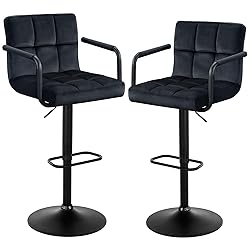 Furniliving Adjustable Barstools with Back, Black
