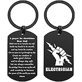 ENGZHI Electrician Gifts for Men - God Please Watch Over Us - Electrician Prayer Keychain Gifts for Him Husband Boyfriend