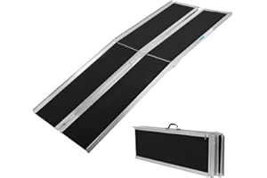 CARSTY 7FT Folding Wheelchair Ramp, Utility Mobility Access Threshold Ramp for Wheelchair, Ramp for Wheelchairs for Home Steps, Lightweight Aluminum Non-Slip Holds Up to 600 lbs
