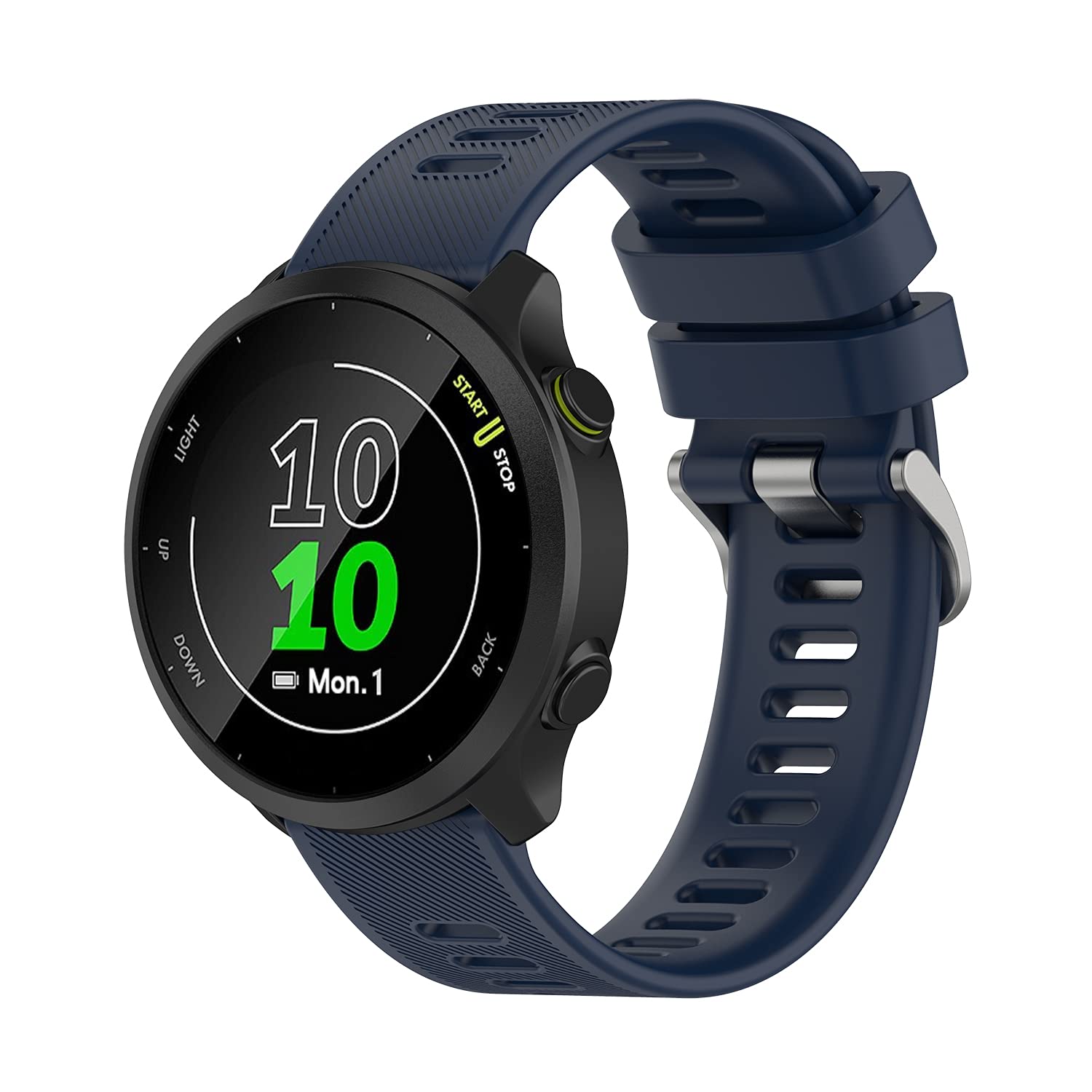 Wownadu 20mm Watch Strap Compatible for Garmin Forerunner 55/245 /165/645, Replacement Silicone Straps Navy blue Waterproof Sport Band for Women Men, Accessories (No Watch)