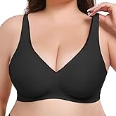 Xcutting Womens Deep V Bras Wireless Comfortable Bra No Underwire Bras T-Shirt Push Up Plunge Seamless Plus Size Bra