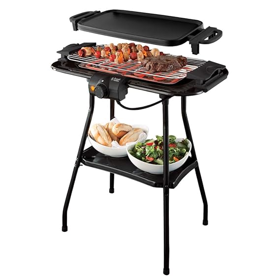 Russell Hobbs 2in1 Grill: Standgrill & Tischgrill, Innen- und Außennutzung, inkl. Grillplatte & Grillrost mit wärmeisolierten