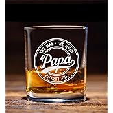 Papa The Man The Myth The Legend Whiskey Glass, Gifts For Grandfather, Papa, Dad, Him, Christmas, Birthday, Father's Day For Papa From Daughter, Son