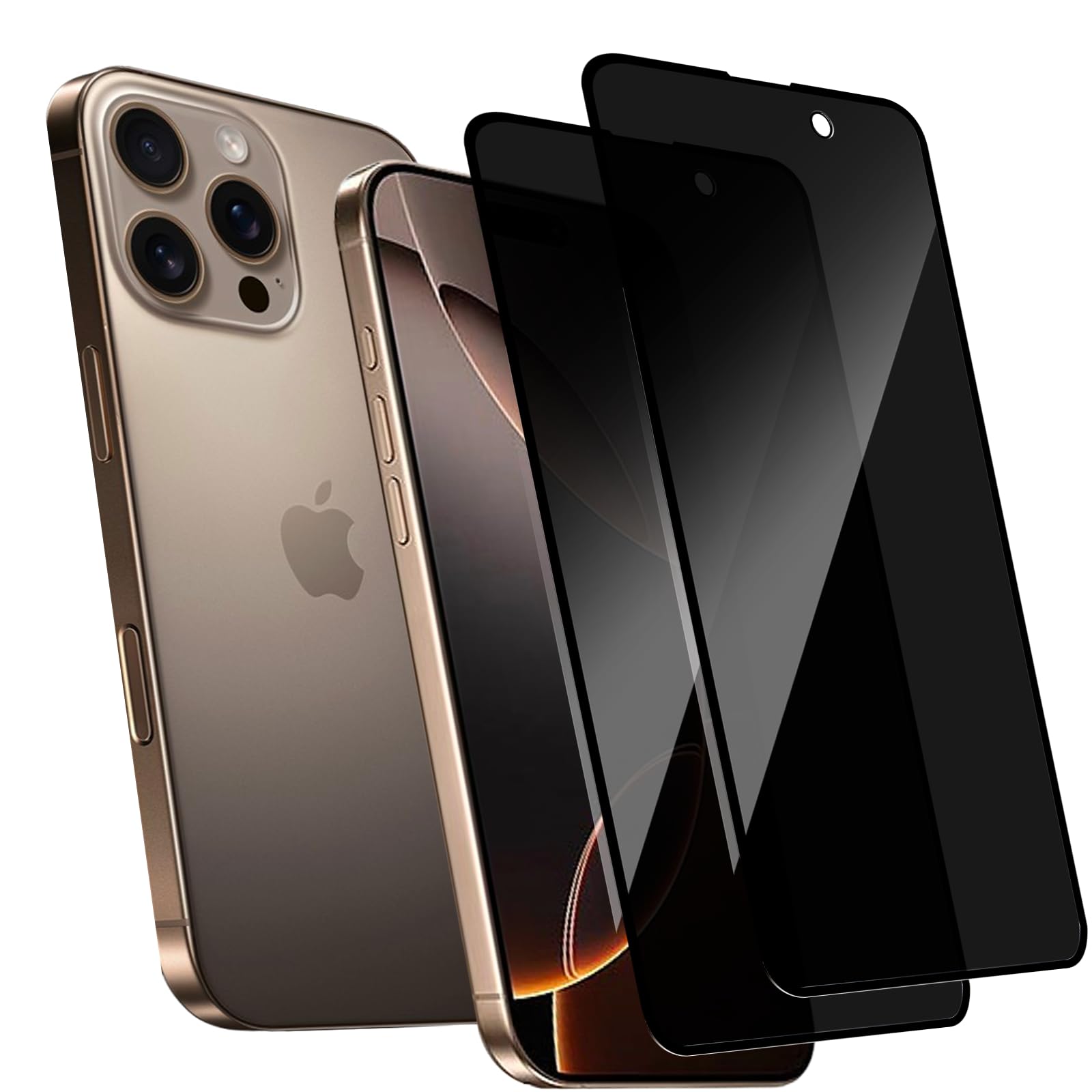 LZRLZW 2 Pack for iPhone 16 Pro Privacy Screen Protector,Anti Spy Tempered Glass Anti-Scratch Case Friendly