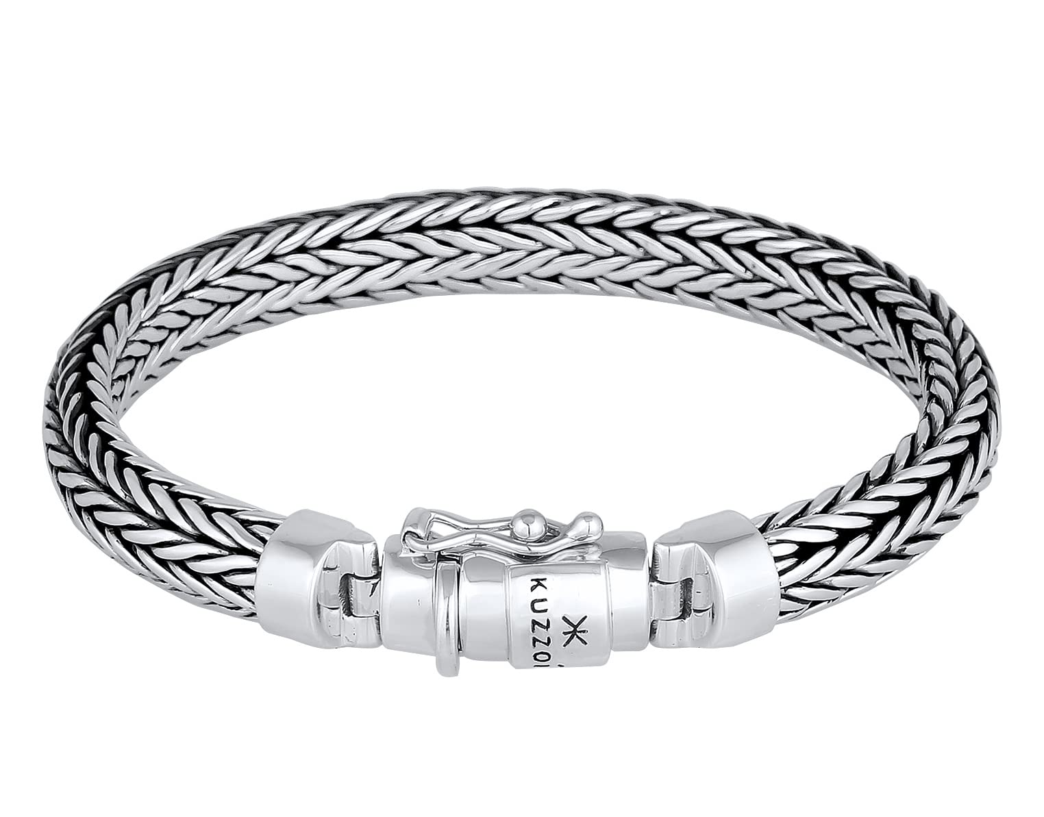 Kuzzoi 335102 Men's Bracelet Jewellery, Solid 925 Sterling Silver Width 7 mm, 21, Sterling Silver, Without Stone