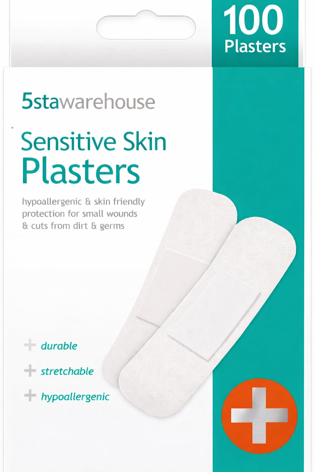 Hypoallergenic Sensitive Skin Plasters - Pack of 100 Assorted Sizes