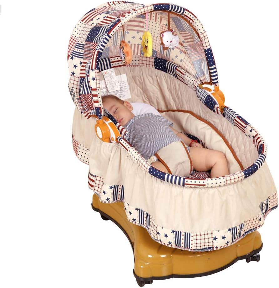 Baby cradle Rocking chair Baby Electric Rocking Chair Infant Bouncers Toddler Rocker Newborns Home Comfort Chair for 0-2 Years Old bed (Color : Brown)