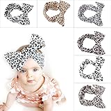 EagleUS 6pcs Baby Girls Toddler Bow Headband Leopard Elastic Hair Bows Bands Hoops Newborn Headwear (Leopard)