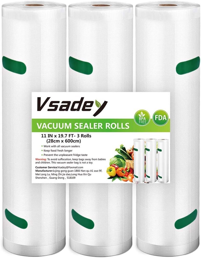Vacuum Food Sealer Rolls 3 Pack 28cm X 6m - Total 18m, BPA Free & FDA Approved, Food Saver Vacuum Storage Bags for Sous Vide Cooking and All Vacuum Sealer Machines