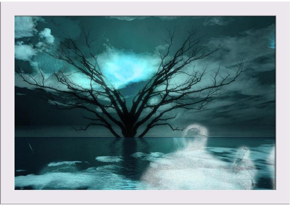 ArtzFolio Ghostlike Figures Poster White Frame with Glass 13.5 X 9.5Inch