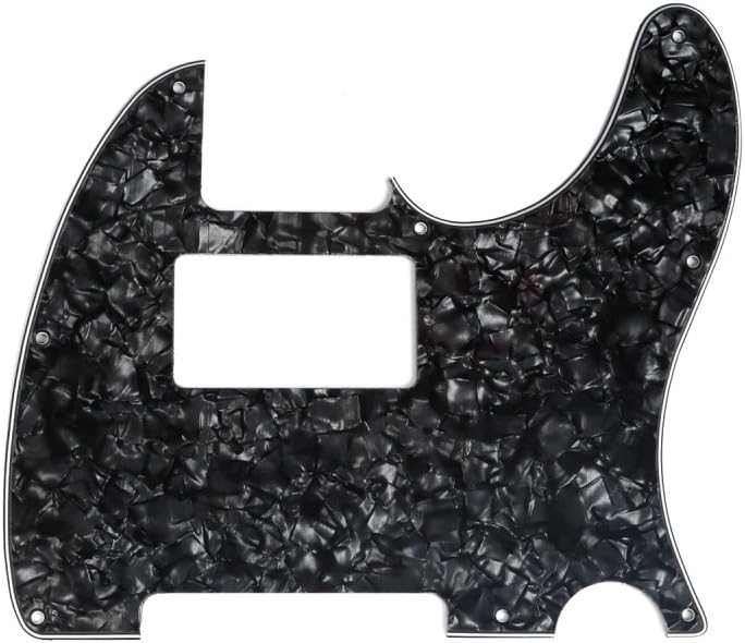 Musiclily 8 Hole Humbucker Tele Pickguard HH Scratch Plate for Fender USA/Mexican Standard Telecaster Modern Style Electric Guitar,4Ply Black Pearl